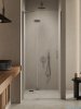 New Trendy Nesta Gunmetal Brushed 80x200 cm drzwi wnękowe lewe wspornik skośny grafit szczotkowany/szkło przejrzyste D-0927A